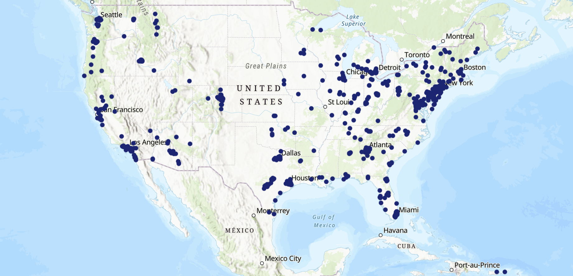 map of eco-schools locations