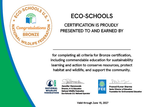 2026 EcoSchools US Bronze Certificate