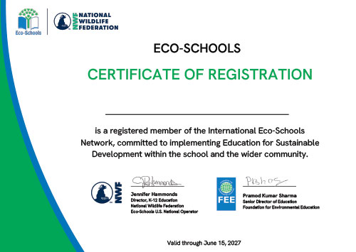 2026 EcoSchools US Registration Certificate