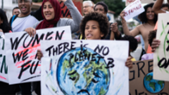 People marching and carrying signs