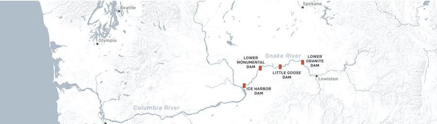 Map of dams provided by the Association of NW Steelheaders