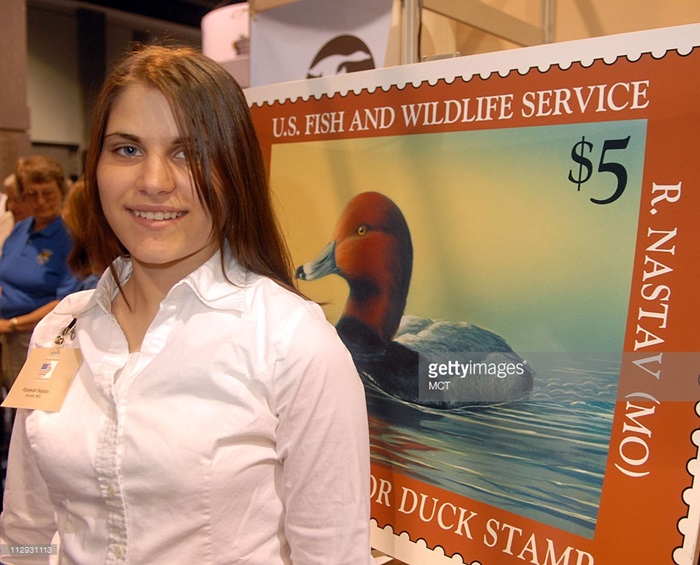 Picture of Rebekah Knight in 2006 after winning Junior Duck Stamp Contest.